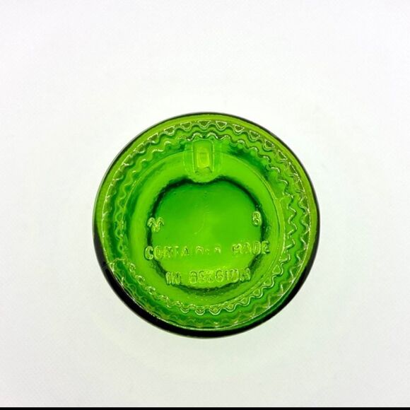 Vintage  Green Glass Bubble Top Jars Apothecary Bottle Container Belgium - Picture 3 of 8